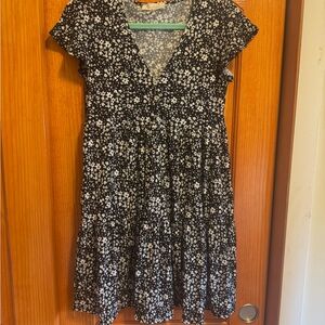 Floral Black and White Dress